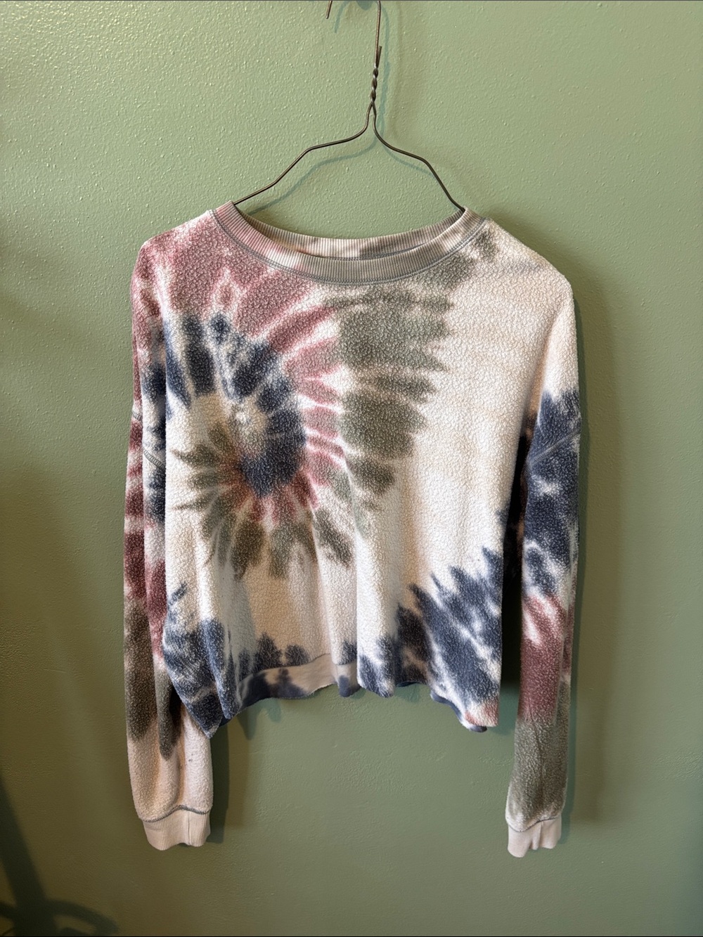 wild fable Tie-Dye Crewneck Sweatshirt - Pink, Olive, Navy